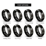 font options for inside engraving on black & silver shakshuka skillet rings