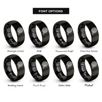font options for inside engraving on black shakshuka skillet rings