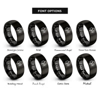 font options for inside engraving on black shamrock ireland rings