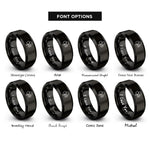 font options for inside engraving on black shamrock ireland rings