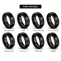 font options for inside engraving on black shamrock ireland rings