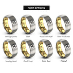 font options for inside engraving on gold & grey shamrock ireland rings