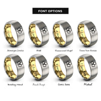 font options for inside engraving on gold & grey shamrock ireland rings