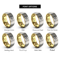 font options for inside engraving on gold & gray shamrock ireland rings