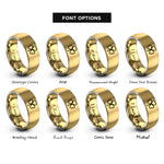 font options for inside engraving on gold & grey shamrock ireland rings