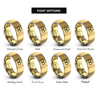 font options for inside engraving on gold & grey shamrock ireland rings
