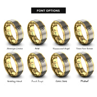 font options for inside engraving on gold & grey shamrock ireland rings
