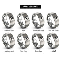 font options for inside engraving on grey shamrock ireland rings