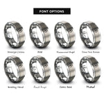 font options for inside engraving on gray shamrock ireland rings