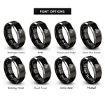 font options for inside engraving on black & gray shamrock knot rings