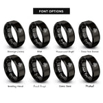 font options for inside engraving on black shamrock knot rings
