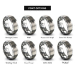 font options for inside engraving on grey shamrock knot rings