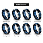 font options for inside engraving on blue & silver shanghai skyline rings