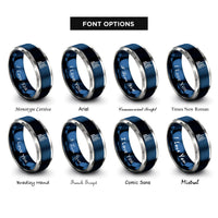 font options for inside engraving on blue & silver shanghai skyline rings