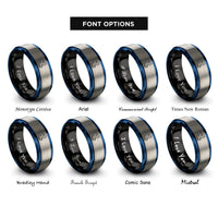 font options for inside engraving on black & blue & grey shanti lotus rings
