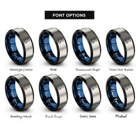 font options for inside engraving on black & blue & silver shanti lotus rings