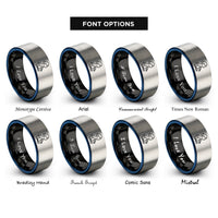 font options for inside engraving on black & blue & gray shanti lotus rings