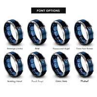 font options for inside engraving on blue & gray shark rings