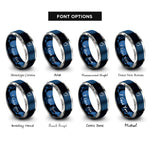 font options for inside engraving on blue & gray shark tooth rope rings