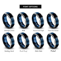 font options for inside engraving on blue & gray shark tooth rope rings