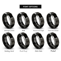 font options for inside engraving on black & gray sharp symbol rings
