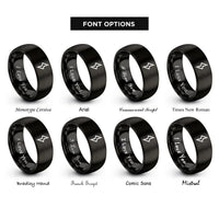 font options for inside engraving on black sharp symbol rings