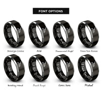 font options for inside engraving on black & grey sharpening stone knife rings