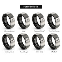 font options for inside engraving on black & grey shaved ice bowl rings