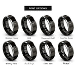 font options for inside engraving on black & gray shaved ice bowl rings