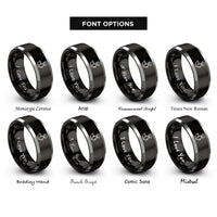 font options for inside engraving on black & gray shaving brush bowl rings