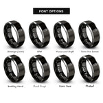 font options for inside engraving on black & gray shawarma wrap rings