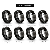 font options for inside engraving on black & gray shawarma wrap rings