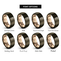 font options for inside engraving on gunmetal & rose gold shawarma wrap rings