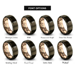 font options for inside engraving on gunmetal & rose gold shawarma wrap rings