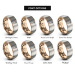 font options for inside engraving on rose gold & grey shawarma wrap rings