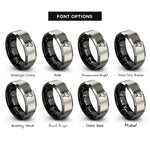 font options for inside engraving on black & silver sheep rings