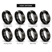 font options for inside engraving on black & grey sheep rings