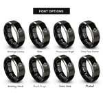 font options for inside engraving on black & grey sheep rings