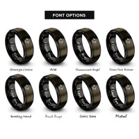 font options for inside engraving on gunmetal & black sheep rings