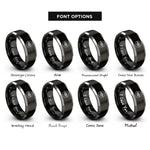 font options for inside engraving on black & silver sheet bend circle rings