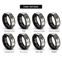 font options for inside engraving on black & grey sheet bend circle rings