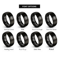 font options for inside engraving on black sheet bend circle rings