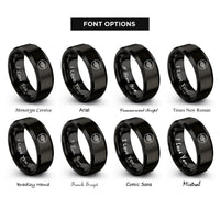 font options for inside engraving on black sheet bend circle rings