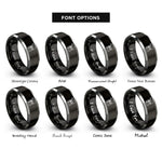 font options for inside engraving on black & gray sheet music scroll rings
