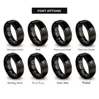 font options for inside engraving on black sheet music scroll rings
