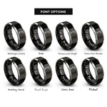 font options for inside engraving on black & silver shelf road rings