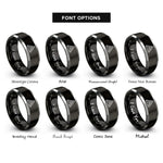 font options for inside engraving on black & silver shelter a frame rings