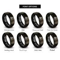 font options for inside engraving on gunmetal & black shelter a frame rings