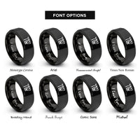 font options for inside engraving on black shema hebrew letters rings