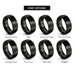 font options for inside engraving on black shepherd heart rings